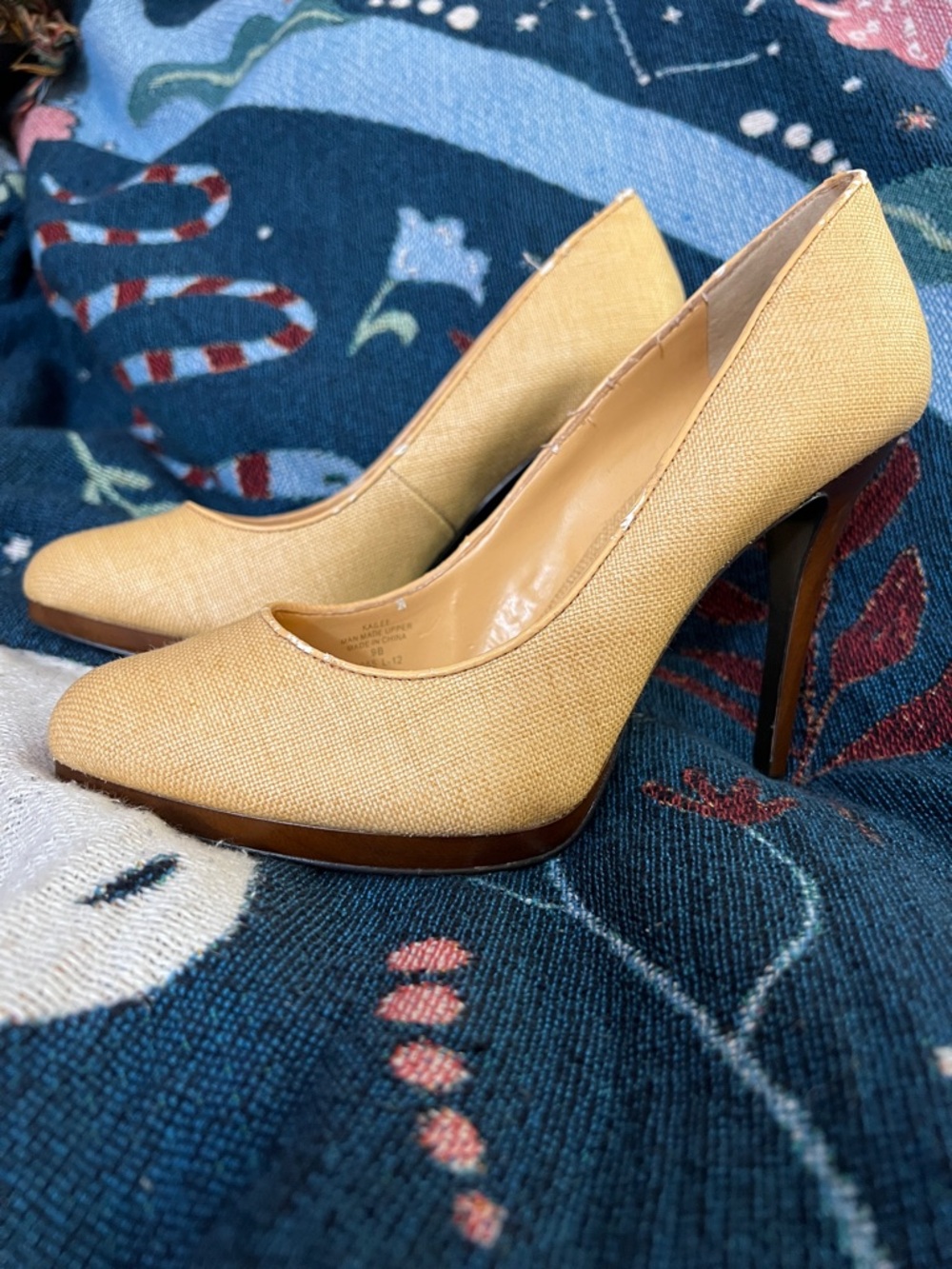 Ralph Lauren Yellow Canvas Pointed-Toe Stiletto Pumps